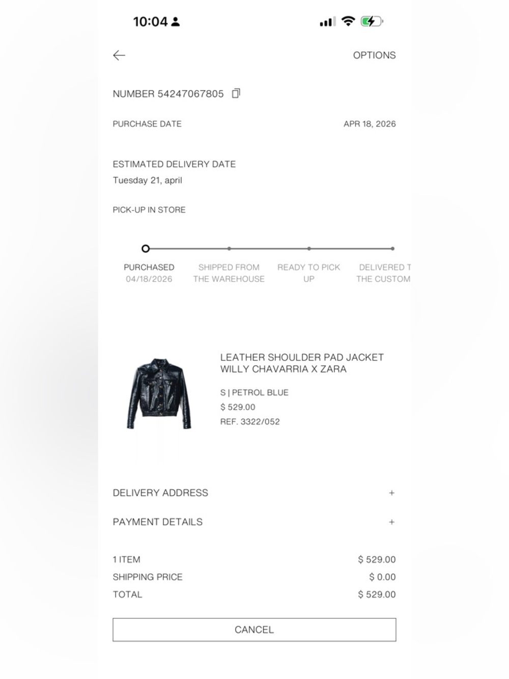 ZARA LEATHER SHOULDER PAD JACKET WILLY CHAVARRIA X ZARA - Picture 8 of 8